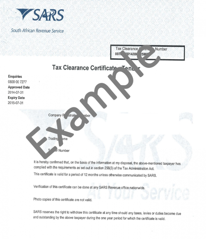 company clearance certificate