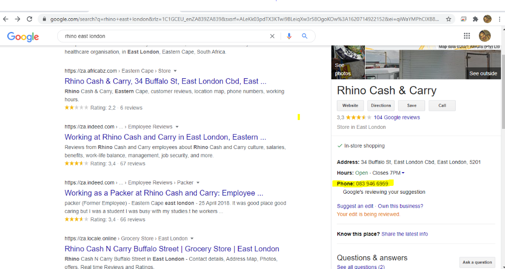 Rhino Cash And Carry Head Office Durban Wholesale Phone 031 502 5